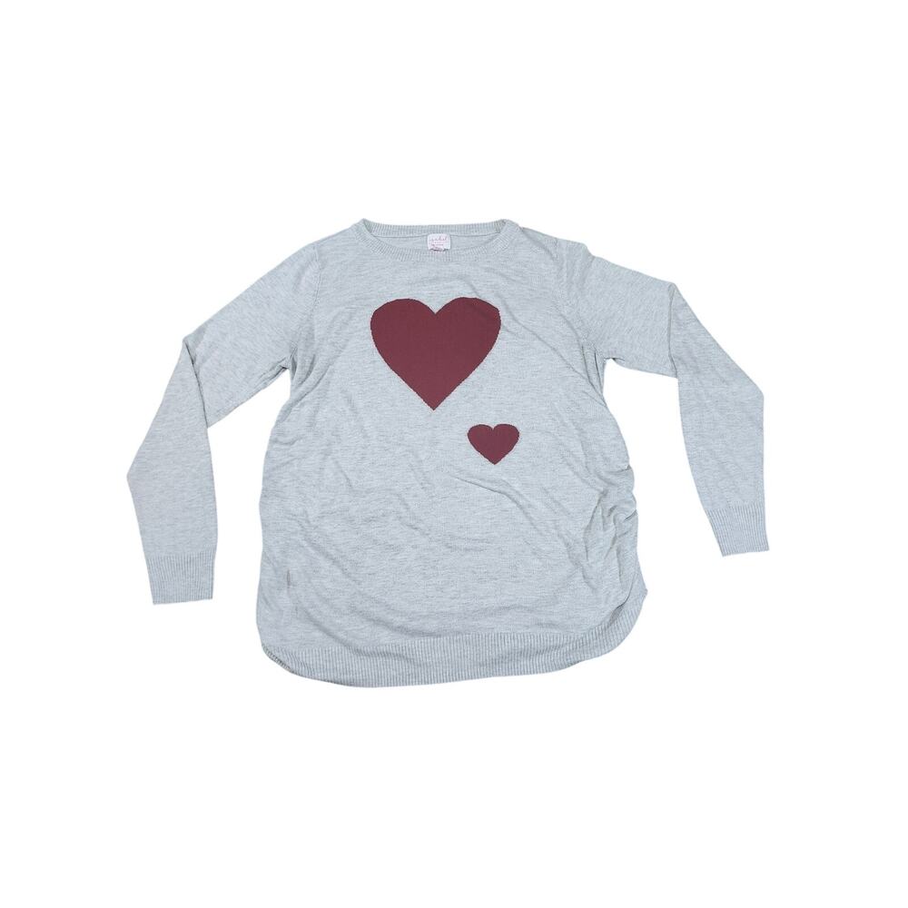 Isabel Maternity Soft Knit Sweater 2 Hearts Baby & Mama Grey Size Women's XXL